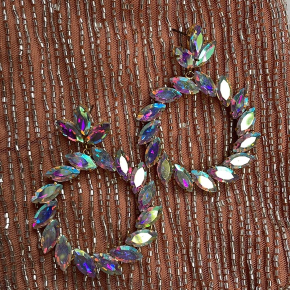 Gold Multicolour open circle earrings - Picture 9 of 12